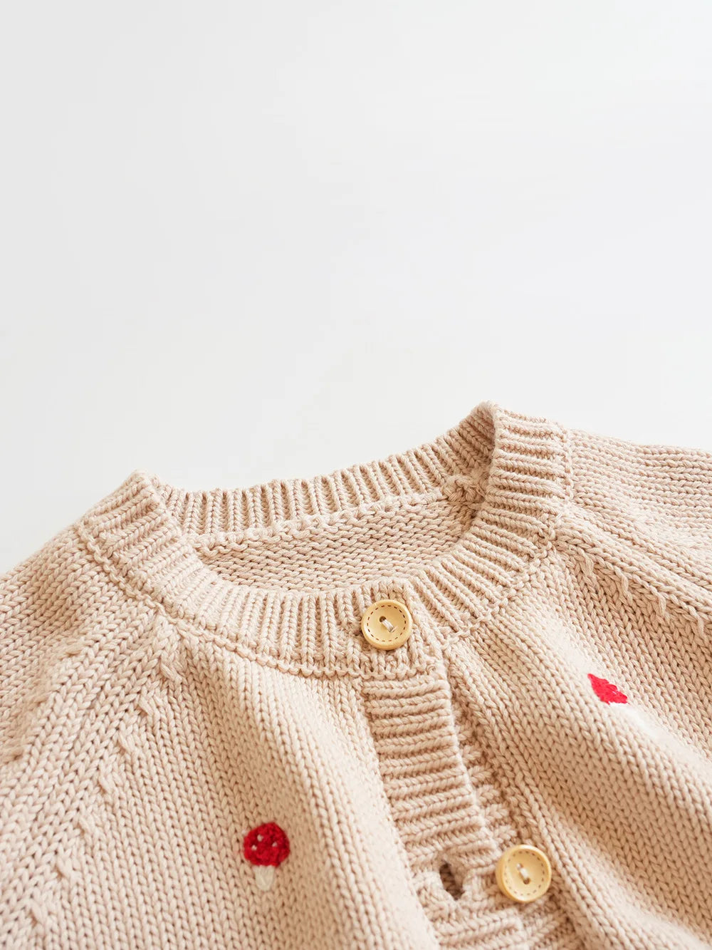 Deer jonmi Gestrickter Pilz-Pullover - Baumwolle Vollärmel