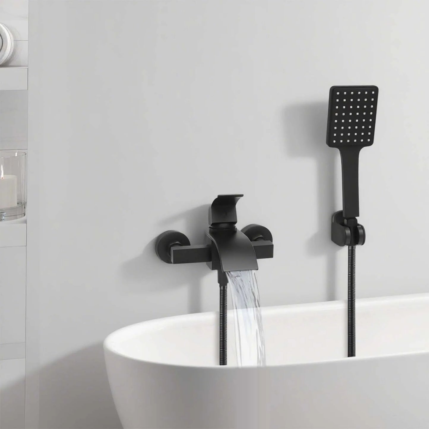 NONE Wasserfall-Badewannenarmatur Wandmontiert 2 Ausläufe