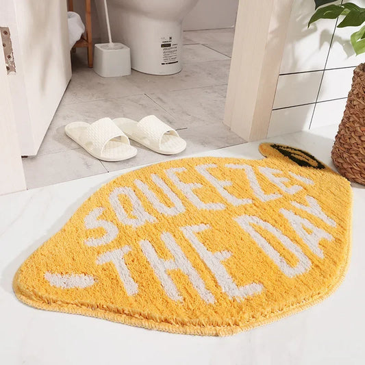 Creativity Doormat Cartoon Fruit Carpet Flocking Non-slip Bath Mat Lemon Peach Home Land Pad Bedroom Toilet Doorway Floor Mat