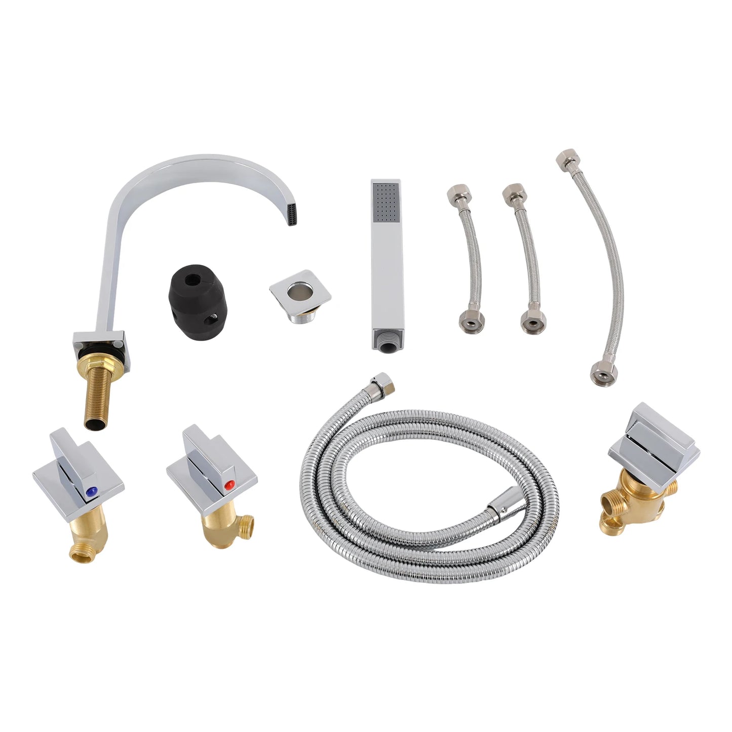 AquaNova Waschtischarmatur Verchromt Messingkörper 5Loch Dreifachgriff