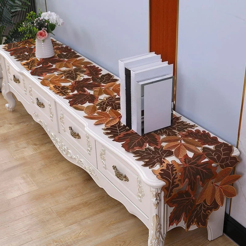 HubeiCraft Ahornblatt Tischläufer - Mehrfarbig Lang 220 cm