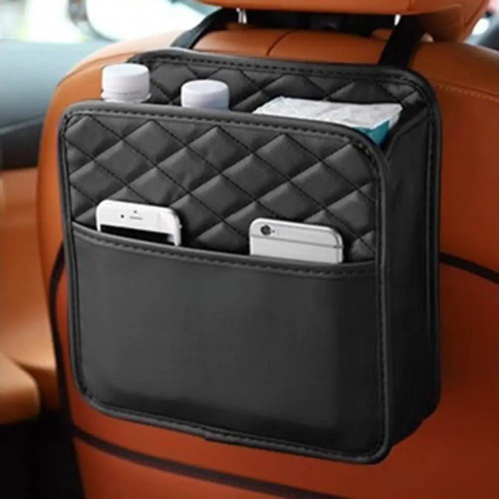 Leather Car Backseat Storage Bag Multifunctional Adjustable Backseat Large Capacity Pocket Protector Seat Back