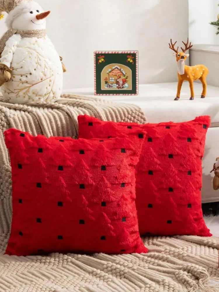 45x45cm Winter Throw Pillow Cover Xmas Home Decor Christmas Plush Pillowcase Pillowslip Home Textile Christmas Tree Pillow Cases