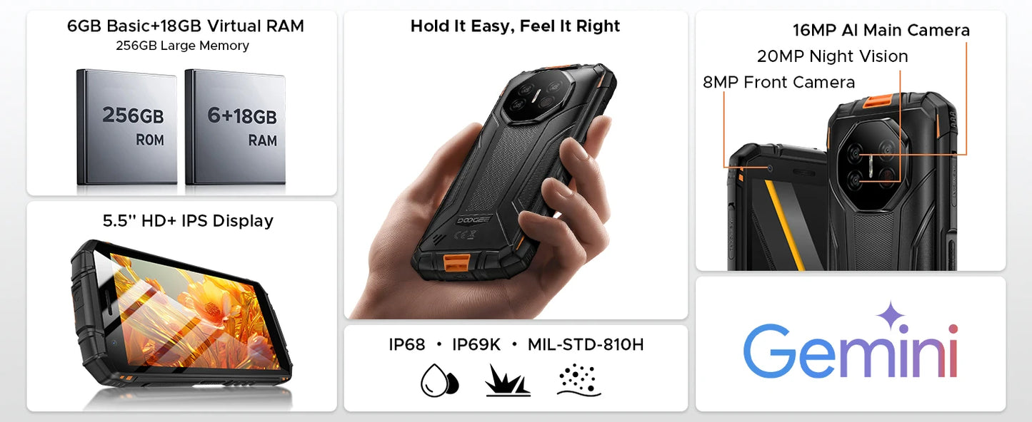 DOOGEE Fire 3 Ultra Robustes Smartphone - 8350mAh 18W 5,5 Zoll