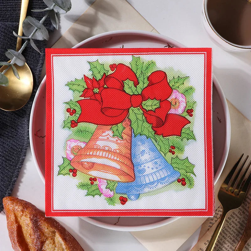 20Pcs/pack 33x33cm Merry Christmas Series Printed Paper Disposable Tableware Napkin Tissues Xmas Party Decor