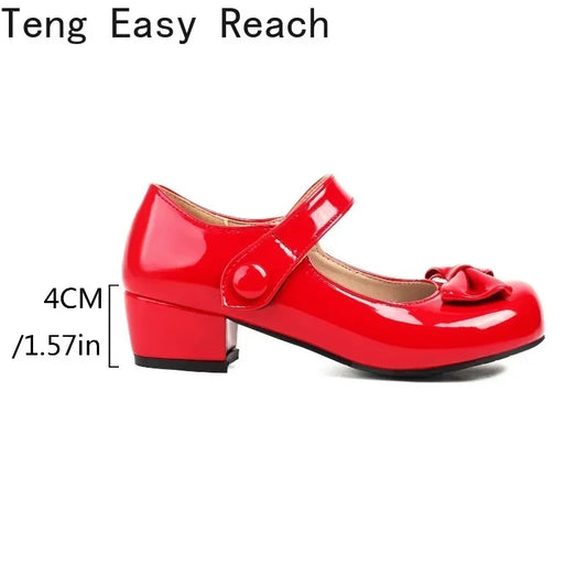 Frühling Mädchen Mary Jane Niedrige Absätze 2025 - Damen Schleife Party Platform Schuhe - Cosplay Lolita Schwarz Weiß Rot
