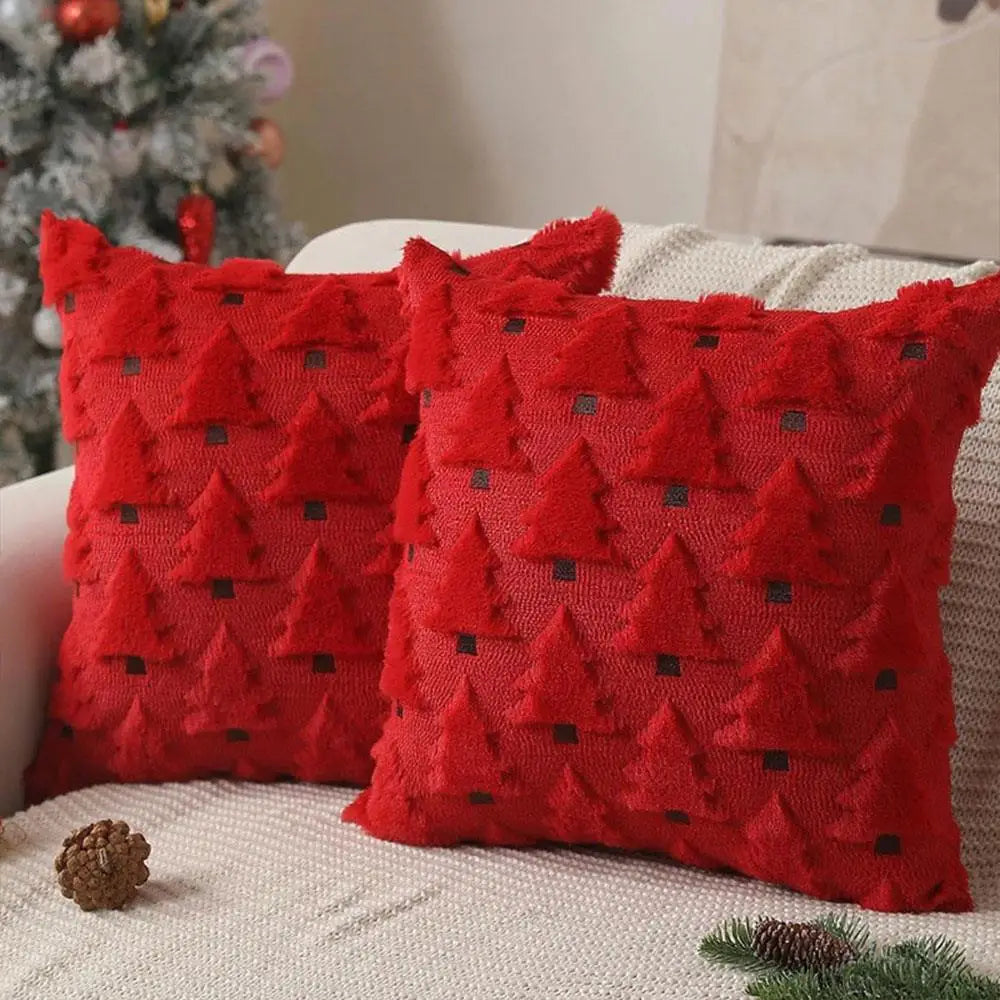 45x45cm Winter Throw Pillow Cover Xmas Home Decor Christmas Plush Pillowcase Pillowslip Home Textile Christmas Tree Pillow Cases