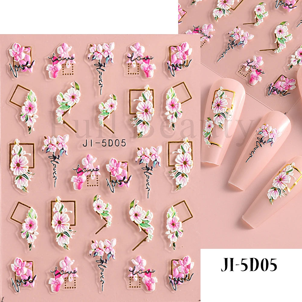 GL5D-K256 5D Sonnenblumen Nagelsticker - Herbstdesign Prägung