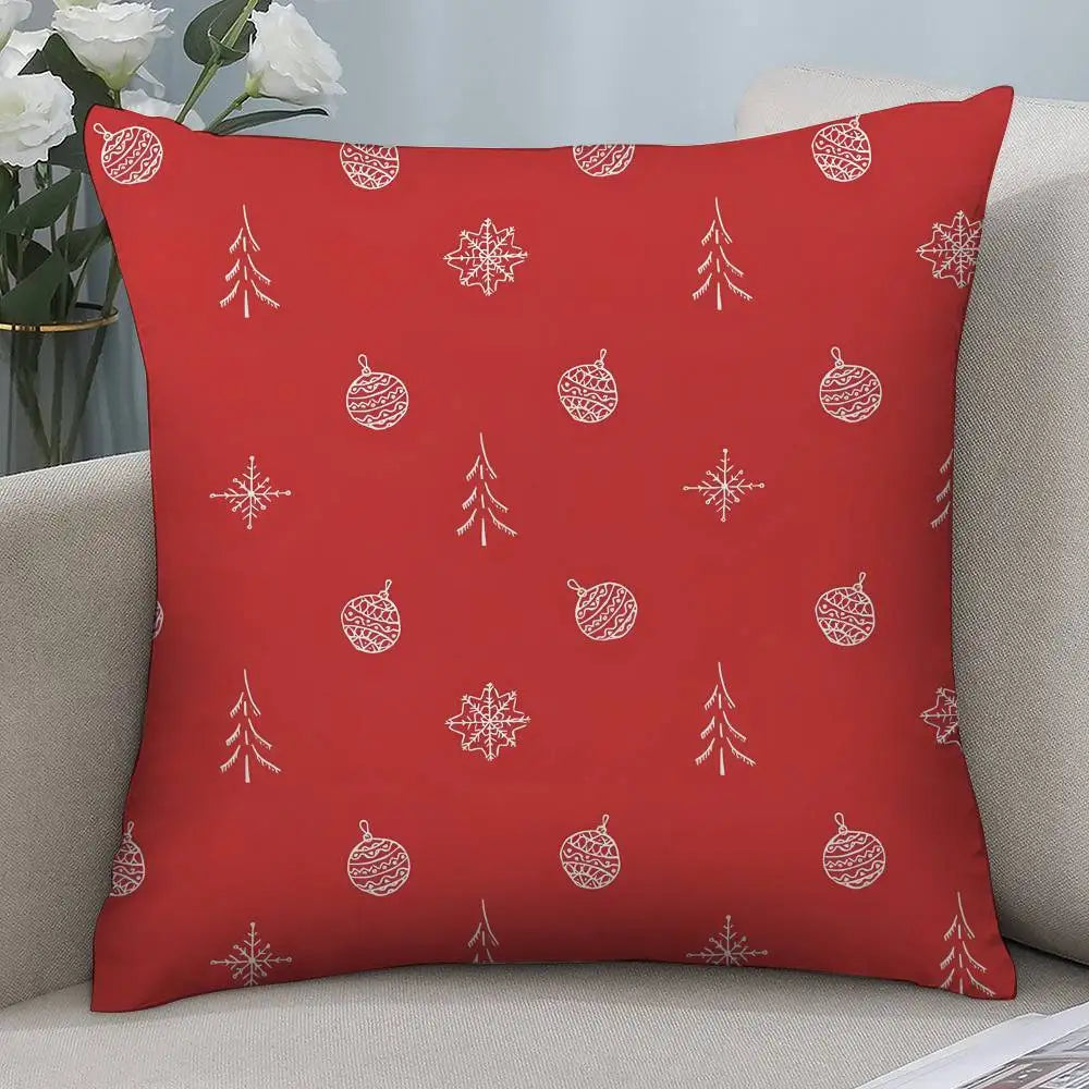 Christmas red bell Pillow Case Short plush Double-sided Print Square Throw Pillow Covers Sofa Home Cushion Decor