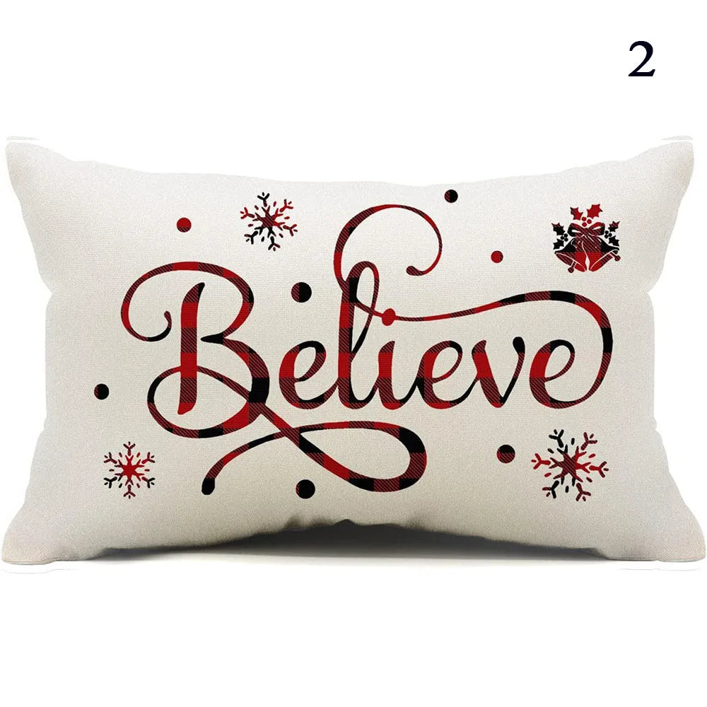 Merry Christmas Decorative Pillow Cover 30x50cm Linen Throw Pillowcase Christmas Cushion Cover Pillowslip For Sofa Home Decor