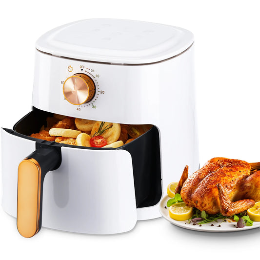 Manual Air Fryer Oven with Rapid Air Circulation and 60 Min Timer, 4.5 Litre, White