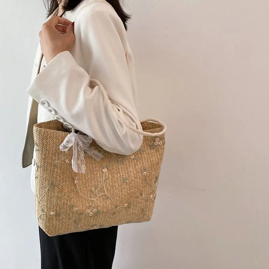 Beach Woven Large Capacity Tote Shoulder Bag Handbags Straw Bags
