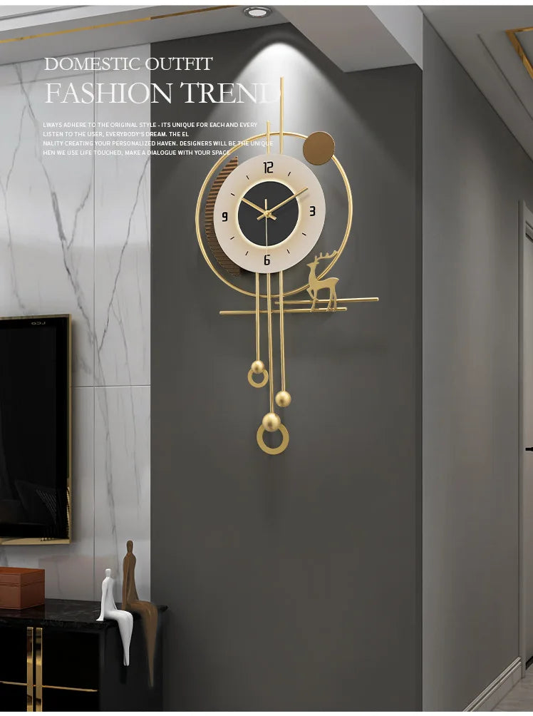 W Quartz Wanduhr Modern - Groß 60cm Leise Batterie