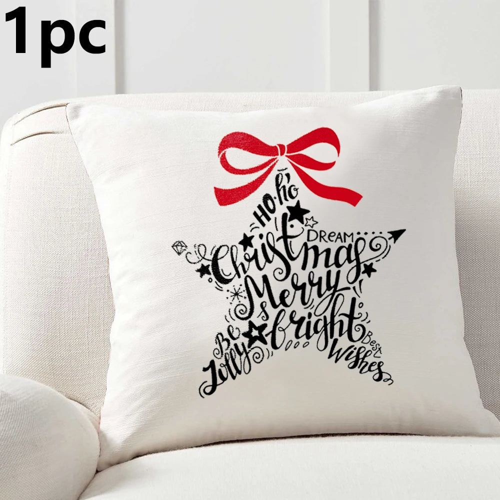 1pc/4pcs 45cm*45cm Christmas Cushion CoverMerry Christmas Decorations for Home 2025 Cristmas Ornaments New Year Gifts