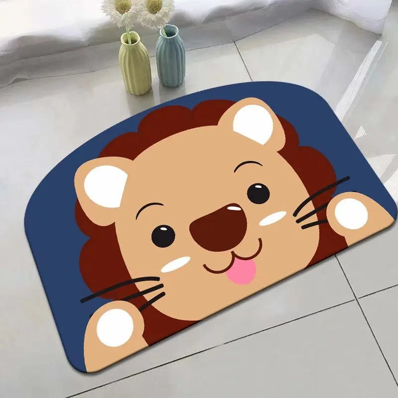 Panda Cartoon Dog Pattern Soft Cushion Bath Mat Quick Dry Super Absorbent Non-slip Bathroom Rug Diatom Mud Carpets Waterproof