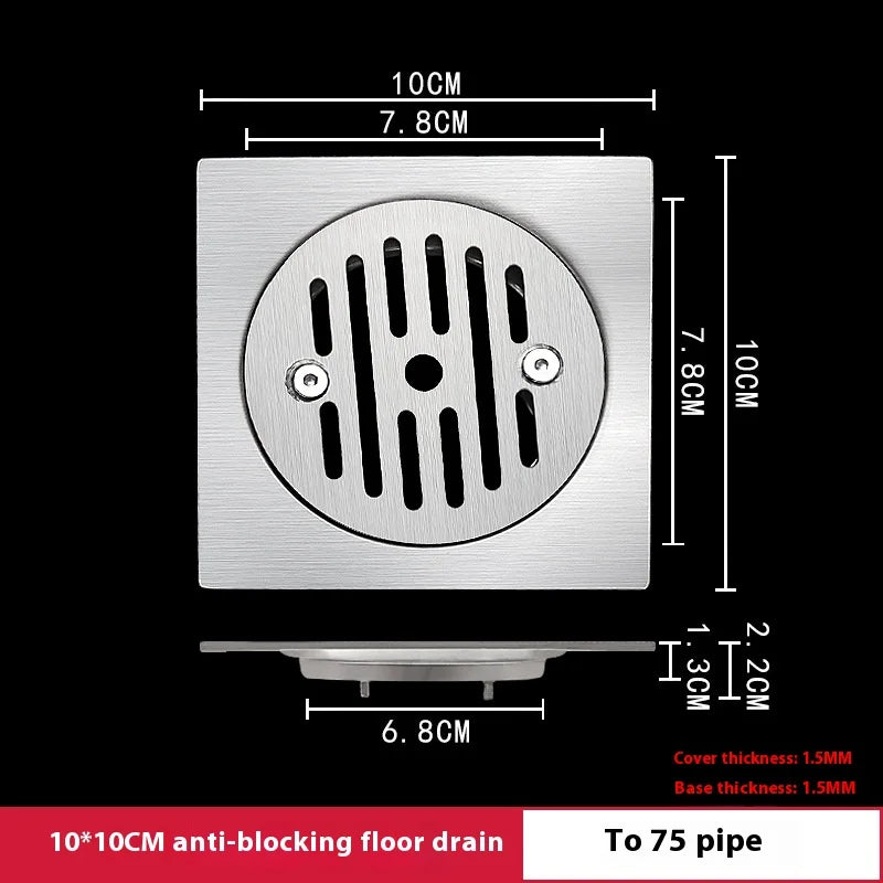 Gefängnis-Bodenablauf Edelstahl Abweisend - Ø10cm,110R