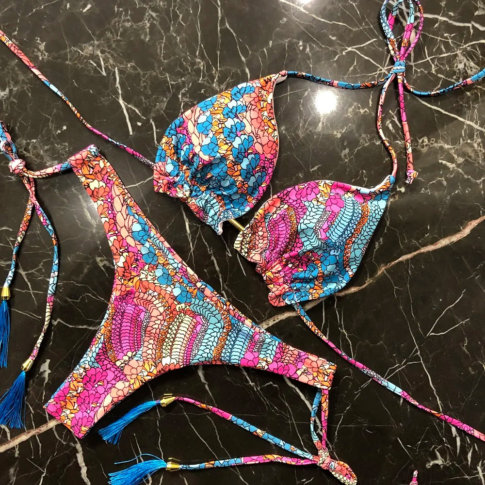 Bella Swim Push Up Bikini - Floral Print Cup B Größe S