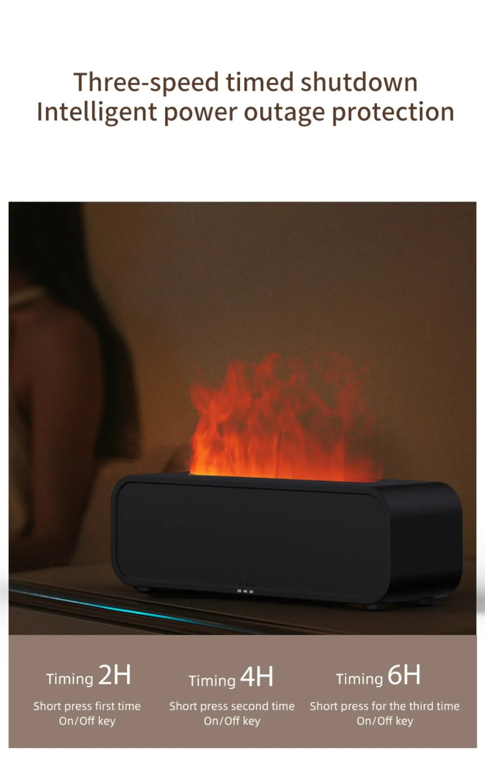 Humidifier Flame Aromatherapy Diffuser Can Add Essential Oils 7 Colours Flame Diffuser Timing Protection USB Desktop Humidifier