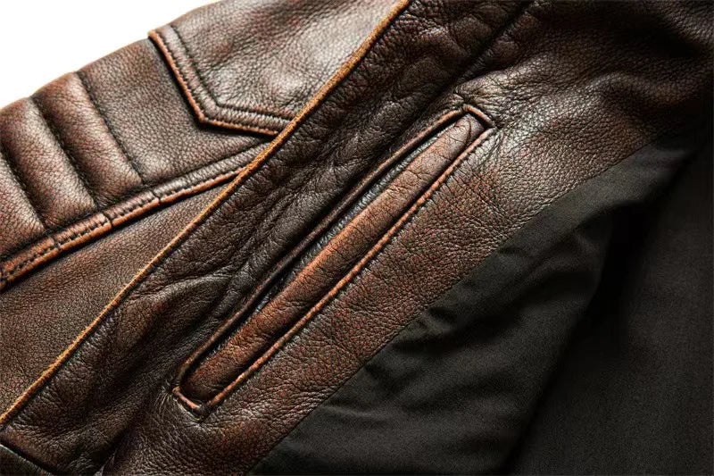 BikerX Milano Lederjacke Vintage Biker - Rindsleder L