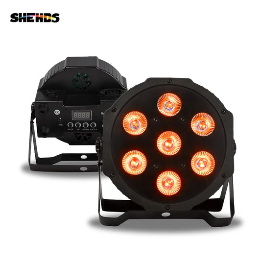 SHEHDS 1pcs LED Par 7X18W RGBWA+UV/7X12W RGBW Beleuchtung für DJ Disco Theater Hochzeit Weihnachten Lichter Konzert