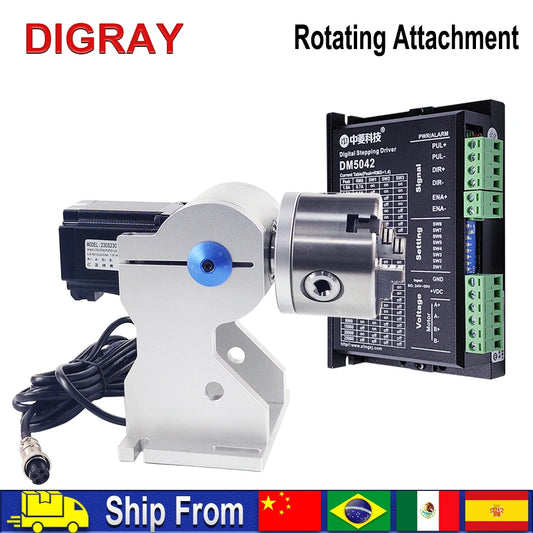 DIGRAY Rotary Befestigung RA-D80A Rotary Gerät mit Drei Chuck +DM5042 Treiber für UV CO2 & Faser Laser Markierung Maschine