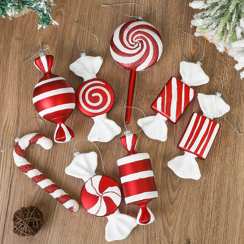 Weihnachten rot weiß Lollipop Zuckerstange Anhänger Weihnachtsbaum hängende Ornamente 2024, Weihnachtsdekoration für Zuhause, Neujahrsgeschenke