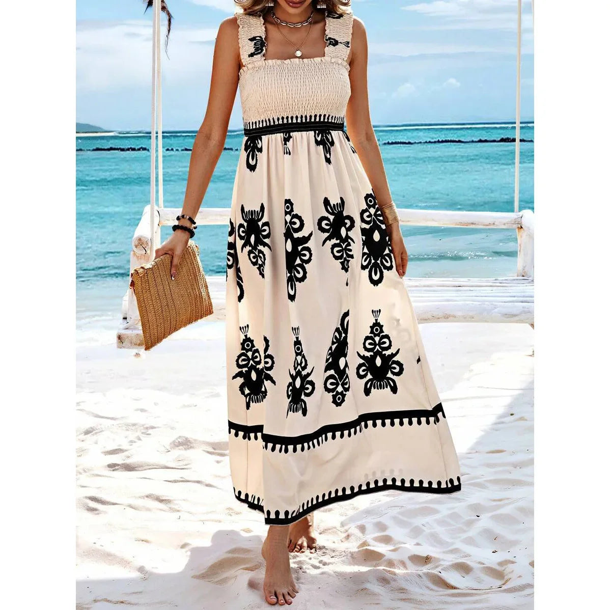 Girls floral long dress beach summer street style dress