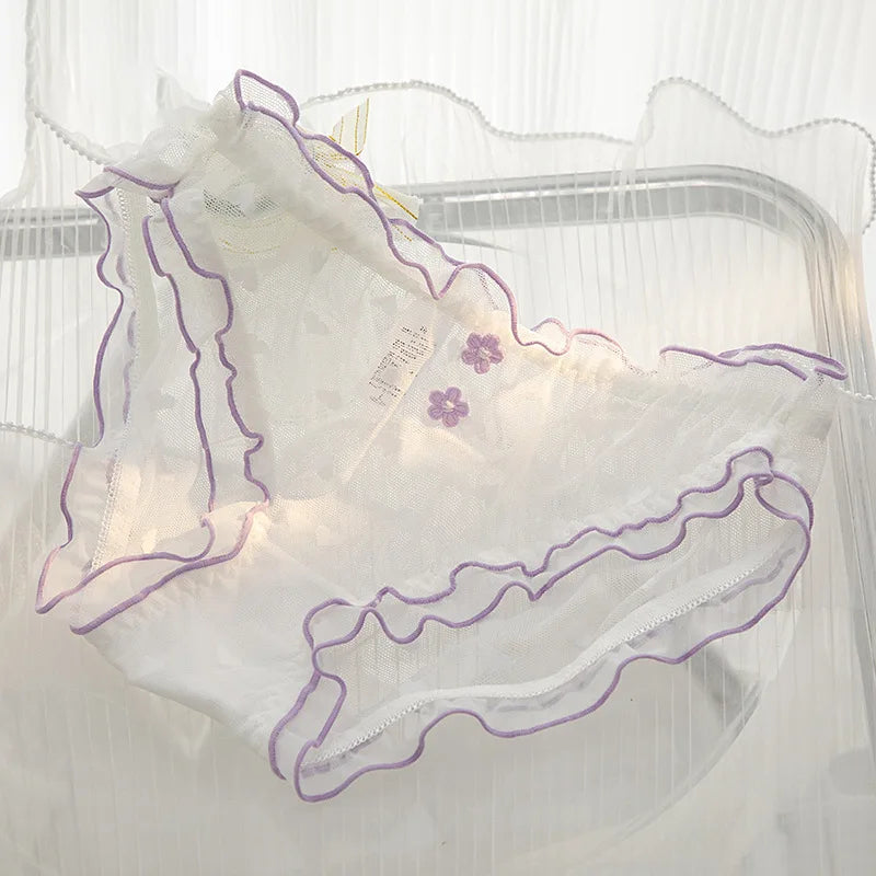 L-XL Women's Underwear Panty elegant Lace Panties Girls' Flower Comfort Briefs Middle Waist Seamless Underpants Female Lingerie