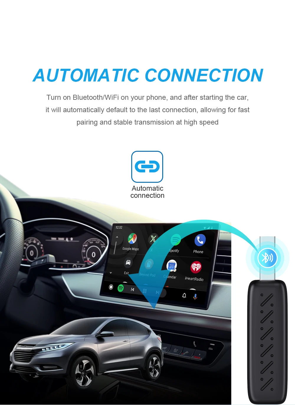 AutoLink 2in1 CarPlay Adapter - USB 5V Bluetooth Mini