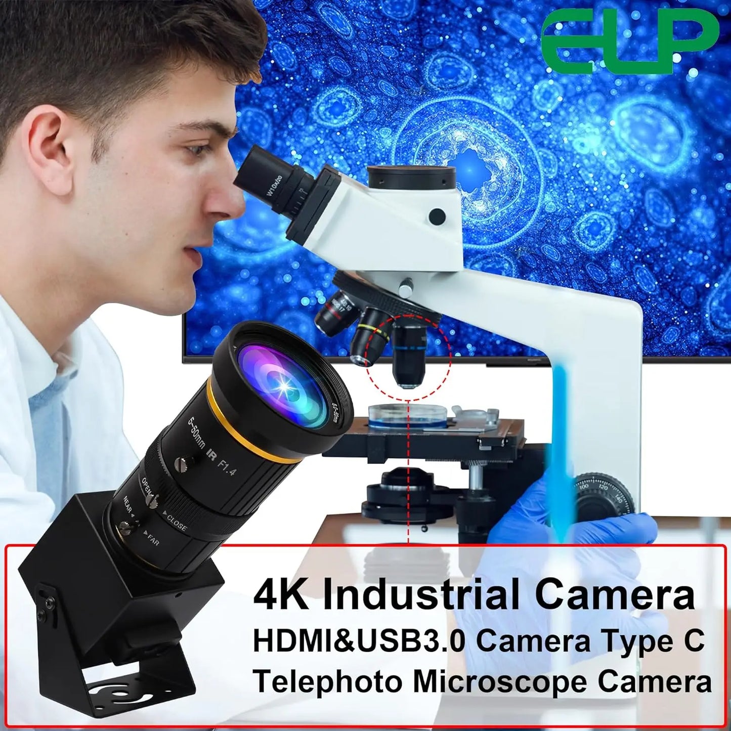 ELP ELP-USB4KCAM30H 4K60FPS Webcam - USB3.0 HDMI 1/2.8"