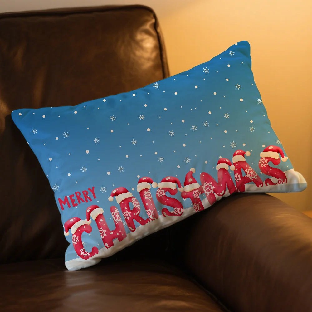 Happy Merry Christmas cushion cover Rectangle Pillow Case Printing Bedside Sofa Room Home Decoration Pillowcase