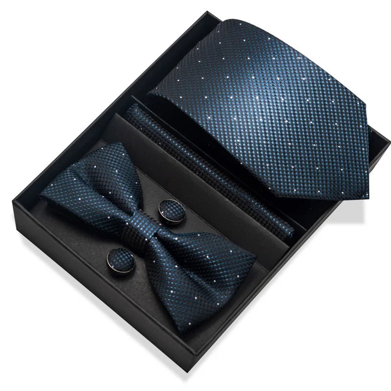 Men's Tie Pin cuff square bow Tie with pocket square cufflinks Set Paisley Men's Business Wedding Suit Accessories 6-piece set