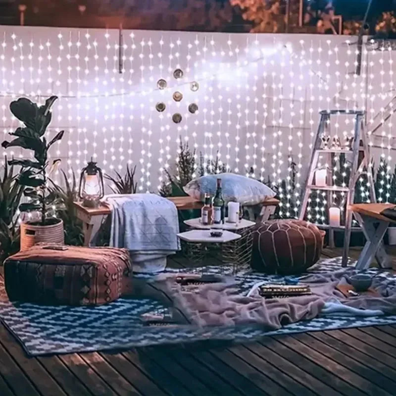 600/300/200/100LED Solar Curtain Lights Outdoor Fairy Lights LED Lights Christmas Wedding Decorations String Lights Garden Decor