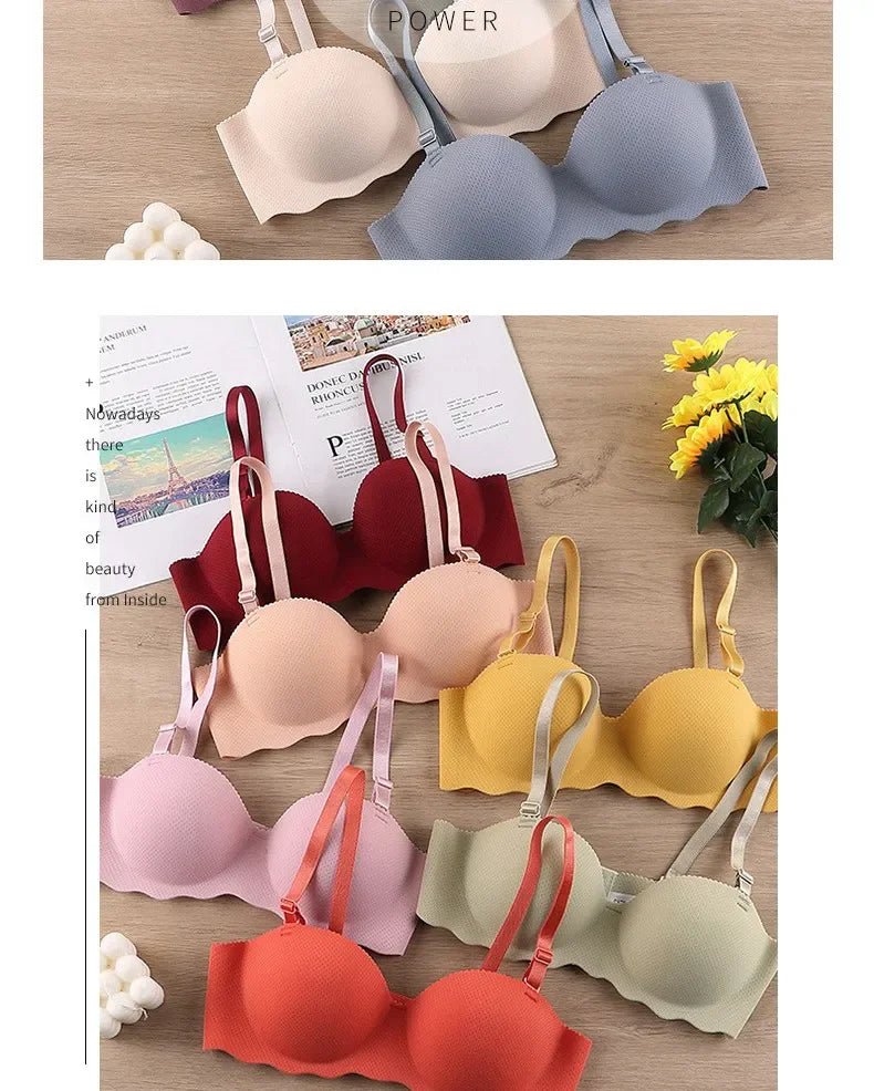 UXST Damen BH 2025 - Push-Up nahtloser BH bügellos einfarbig mit verstellbaren Trägern