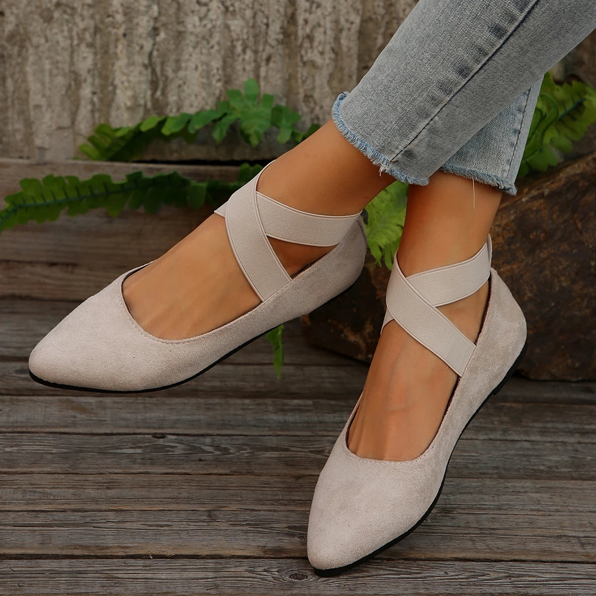 RZSMTYA Damen Atmungsaktiv Loafer - Gummisohle Spitze