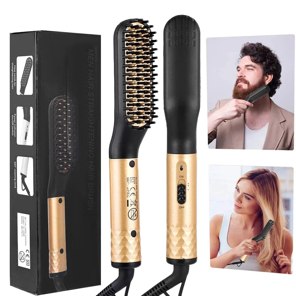 Negative Ion Men Beard Straightener Brush Wireless Hair Straightener Brush USB Charge Hair Straightening Comb Hair Style Tools