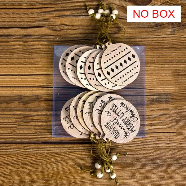 TissyChoice KH-035 Weihnachtsanhänger - 12 Stück Naturholz Ohne-Box