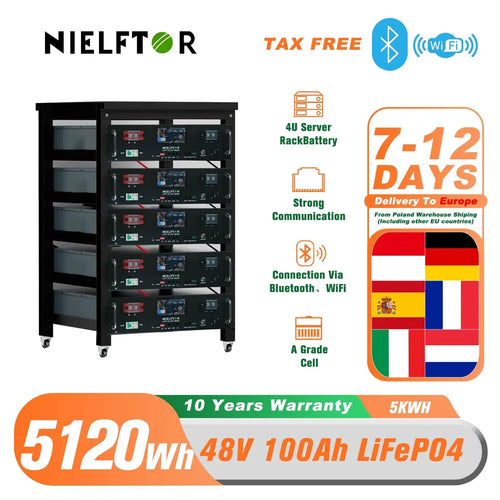 48V LiFePO4 Batterie 100Ah Mit Bluetooth BMS Display