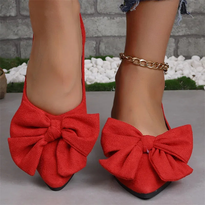 Damen Mode Flache Schuhe Sommer - Casual Verschleißfeste Komfortable Vielseitige Slip-On Schleife PU Leder