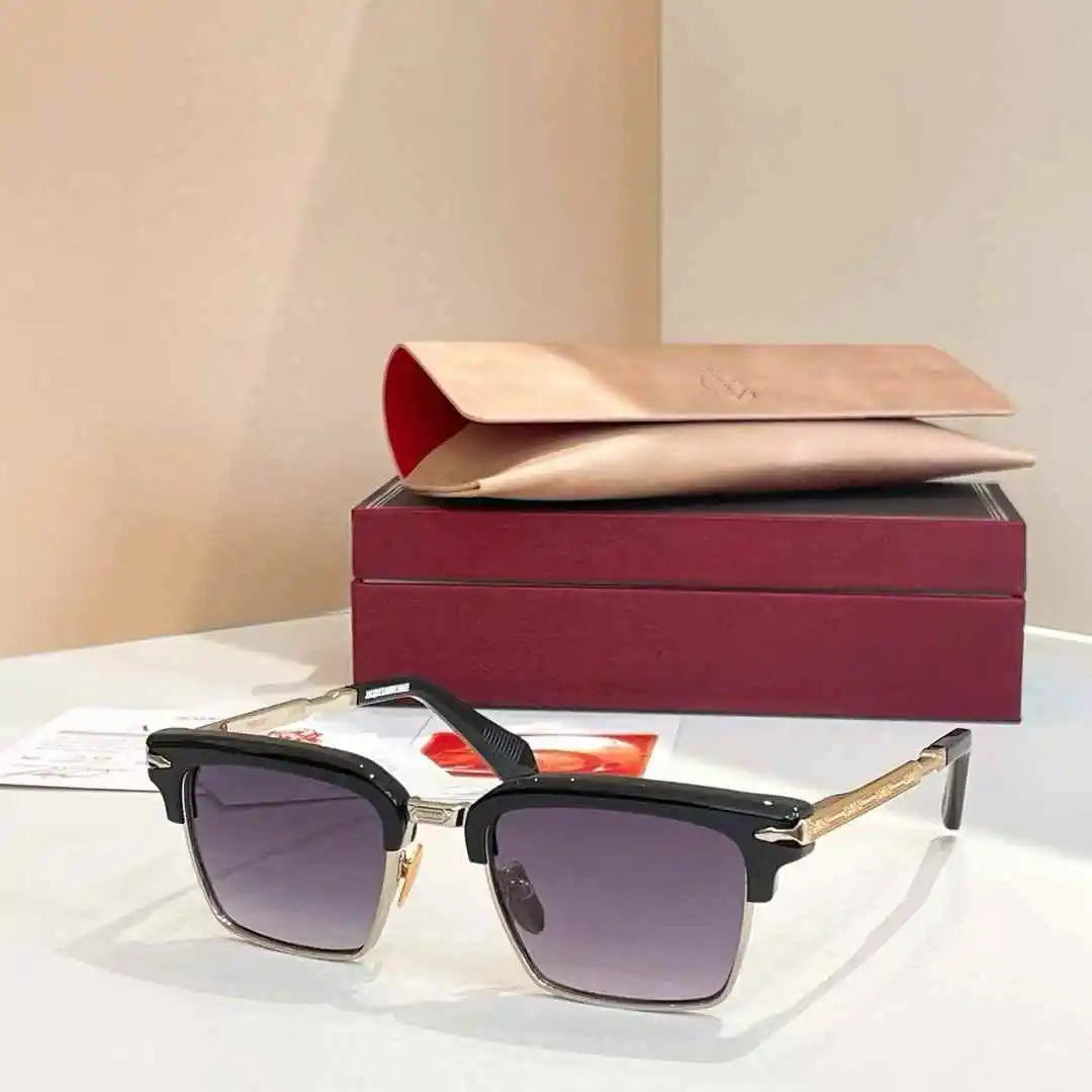 jacques marie mage ALIN vintage half rim sunglasses alloy acetate retro style