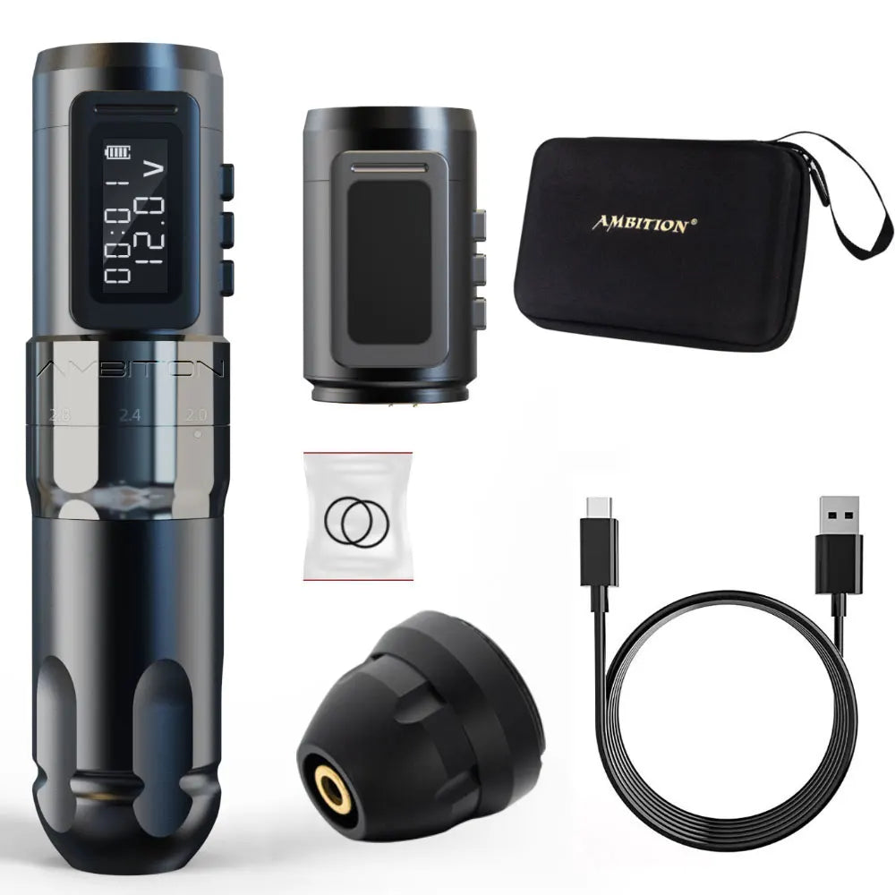 Aparat de tatuat 2025 - Ambition MARS-U Wireless Profesional Cursă reglabilă 2-4mm - Motor fără miez 1800mAh 