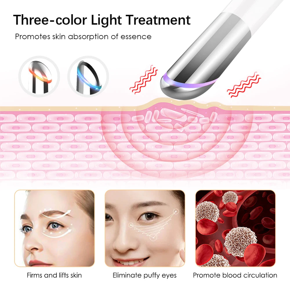 IPL Augen Massage Beauty Gerät 2025 - Aufhellen Dunkle Augenringe Anti-Falten - 3 Farbe LED Photon Therapie Beheizt Vibrator Elektrisch Augen Massagegerät