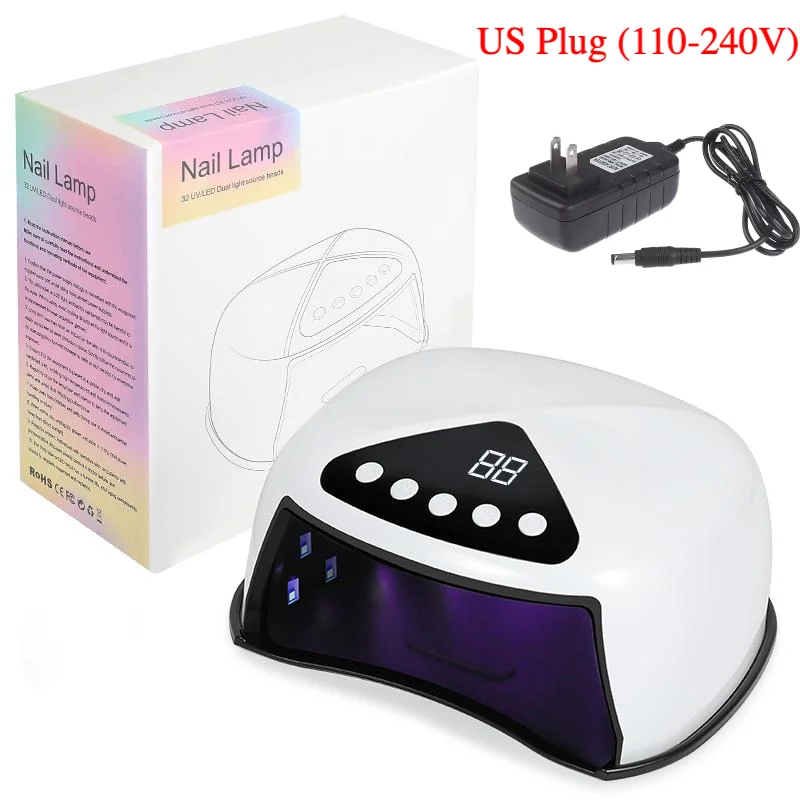 UV LED Nail Lamp Nail Dryer with LCD Display Auto Sensor 4 Timer Setting Gel Curing Lamp Gel Polish Light 32 Bead for Home Salon
