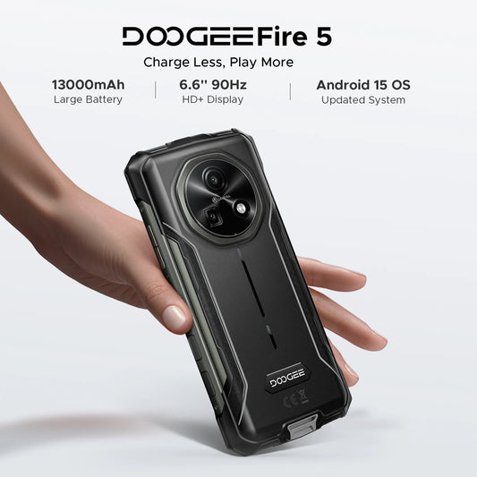DOOGEE Feuer 5 Großer Akku - 13000 mAh 6,6 Zoll Display Schnellladung