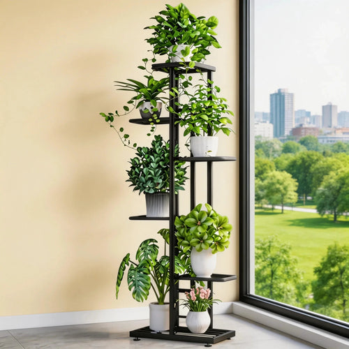 GreenCraft Pflanzenständer Metall Eckdesign 6-Stufig Für 7 Töpfe