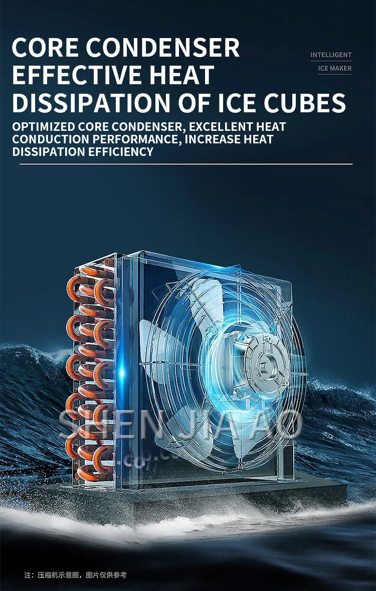 25kg/24h Automatic Electric Quick Ice Maker Commercial Household Milk Tea Shop Bar Desktop Portable Ice Cube Making