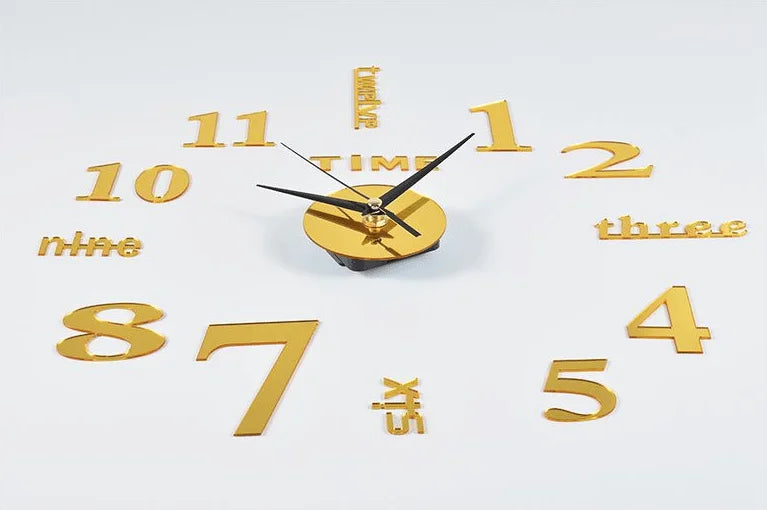 No Punch Creative Diy Clock 3d Wall Decal Decorative Clock Simple Modern Design Digital Diy Clock Diy Mute Wall Clock