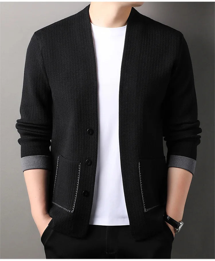 CN Cardigan Einfarbig - V-Ausschnitt, Polyester, Einreihiger Verschluss