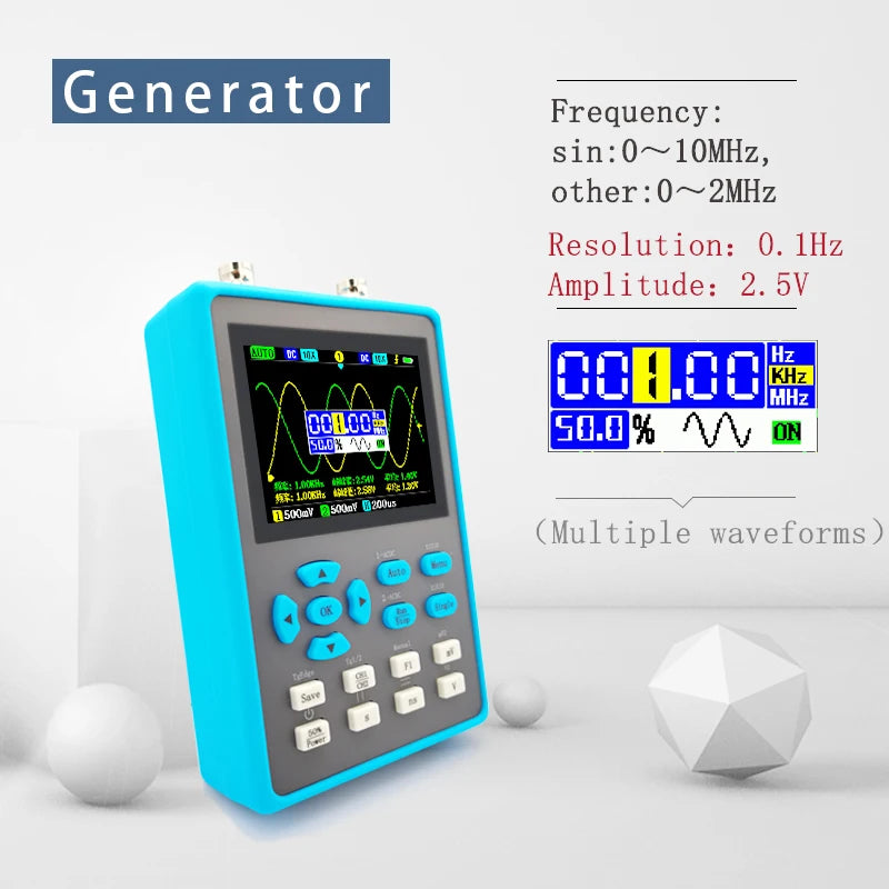 ZEEWEII DSO2512G 2,8 Zoll Handheld Digital Oszilloskop 120M Bandbreite Dual Kanal Signal Generator XYmode