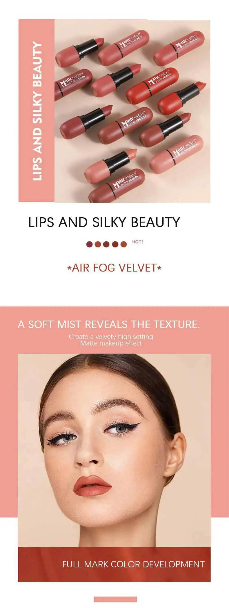 Lippenstift 2025: 6 Colors Sexy Matte Lipstick Waterproof Long Lasting - Color Rendering Non-stick Velvet Lips Liner Pencil Woman Makeup Cosmetics Collection